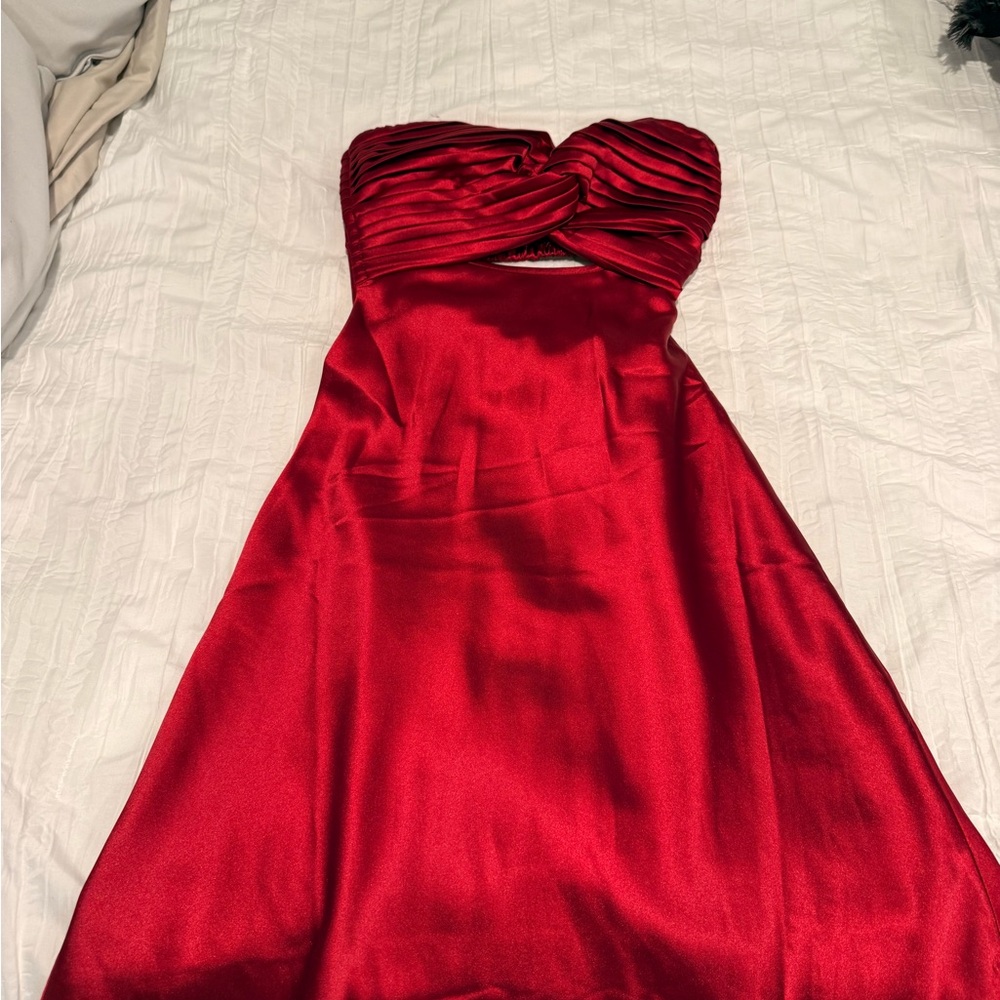 Princess Polly Red Ruched Strapless Cocktail Dress